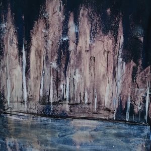 ציור אבסטרקט אקריליק על קנבס 50X40 נוף משתקף במים - Tova Gallery