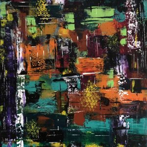 בכתומים וכחולים | אקריליק  על קנבס | 54X73