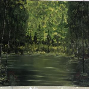 נוף בצהוב ירוק | שמן על קנבס | 90X70