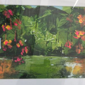 אבסטרקט אגם ירוק אקריליק- ניר