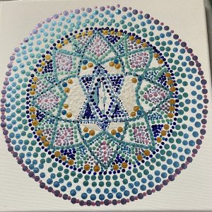 ציור מנדלה ארץ ישראל ומגן דוד באקריליק על קנבס
