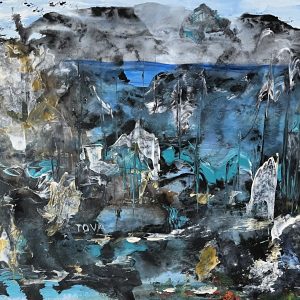 אבסטרקט כחול- אקריליק על ניר /40X30