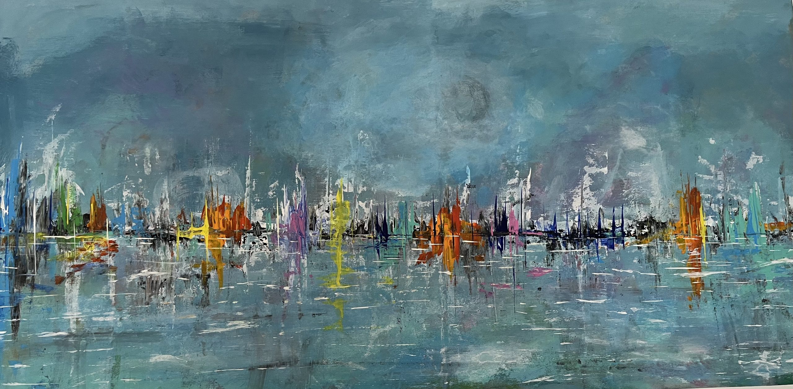 נוף אורבני - אקריליק על בד /113X57